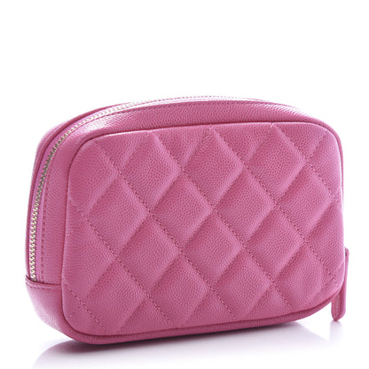 Chanel Caviar Quilted Small Curvy Pouch Cosmetic Case Pink 3 of 10