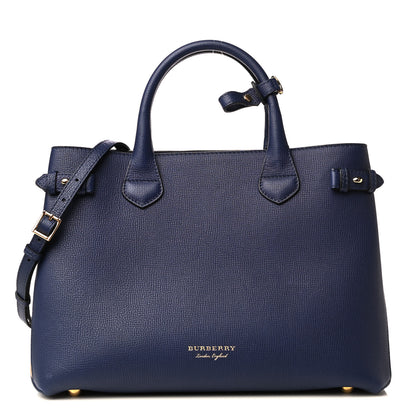 Burberry Grainy Calfskin House Check Medium Banner Tote Ink Blue 1 of 9