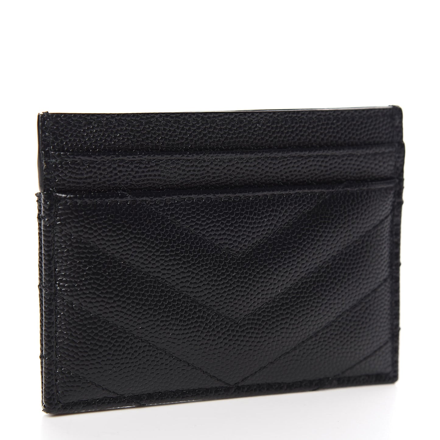 Grain De Poudre Matelasse Chevron Monogram Credit Card Case Black