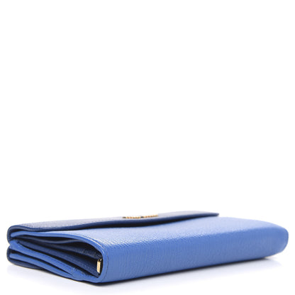 Miu Miu Goatskin Madras Bi-Color Continental Wallet Cobalto Marea 4 of 7