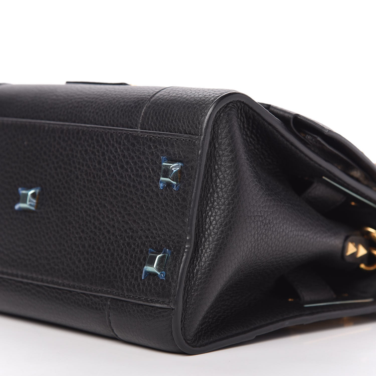 Valentino Garavani Grained Calfskin Twist Lock My Rockstud Shoulder Bag Black 7 of 9