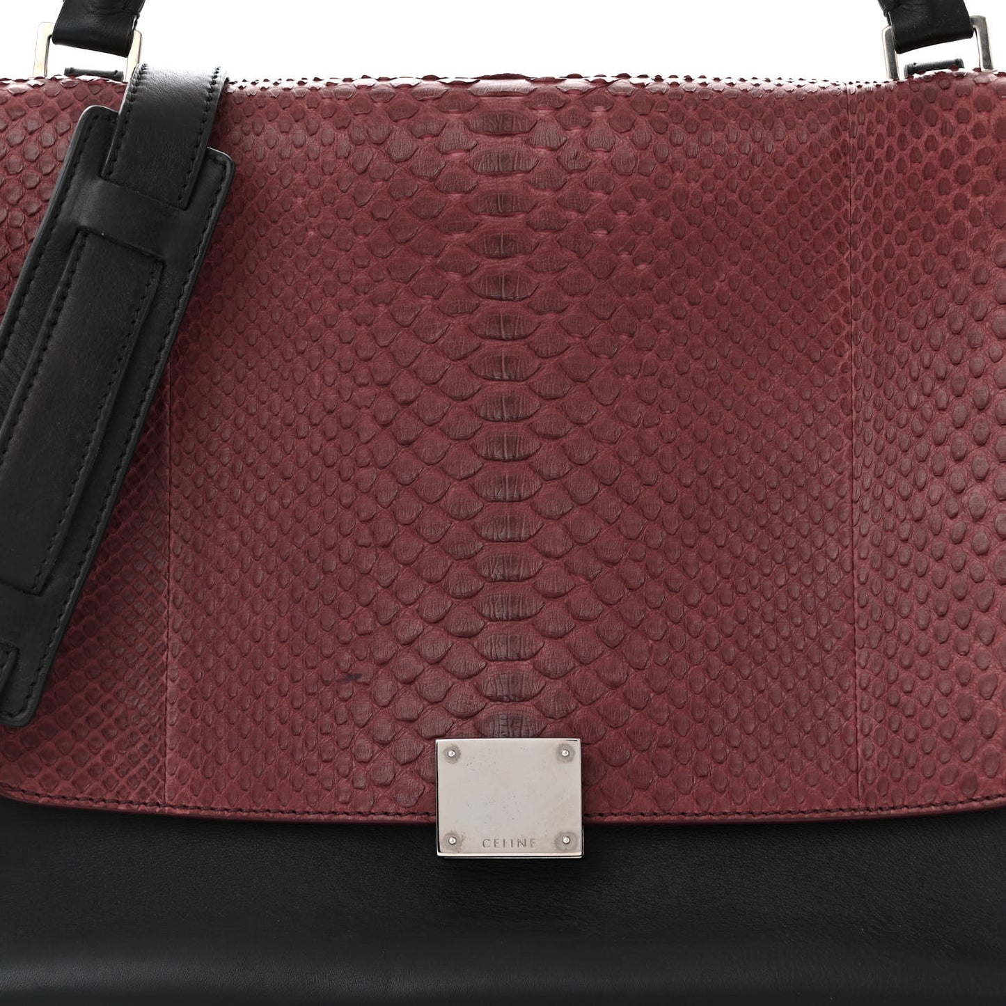 Snakeskin Calfskin Medium Trapeze Black Red