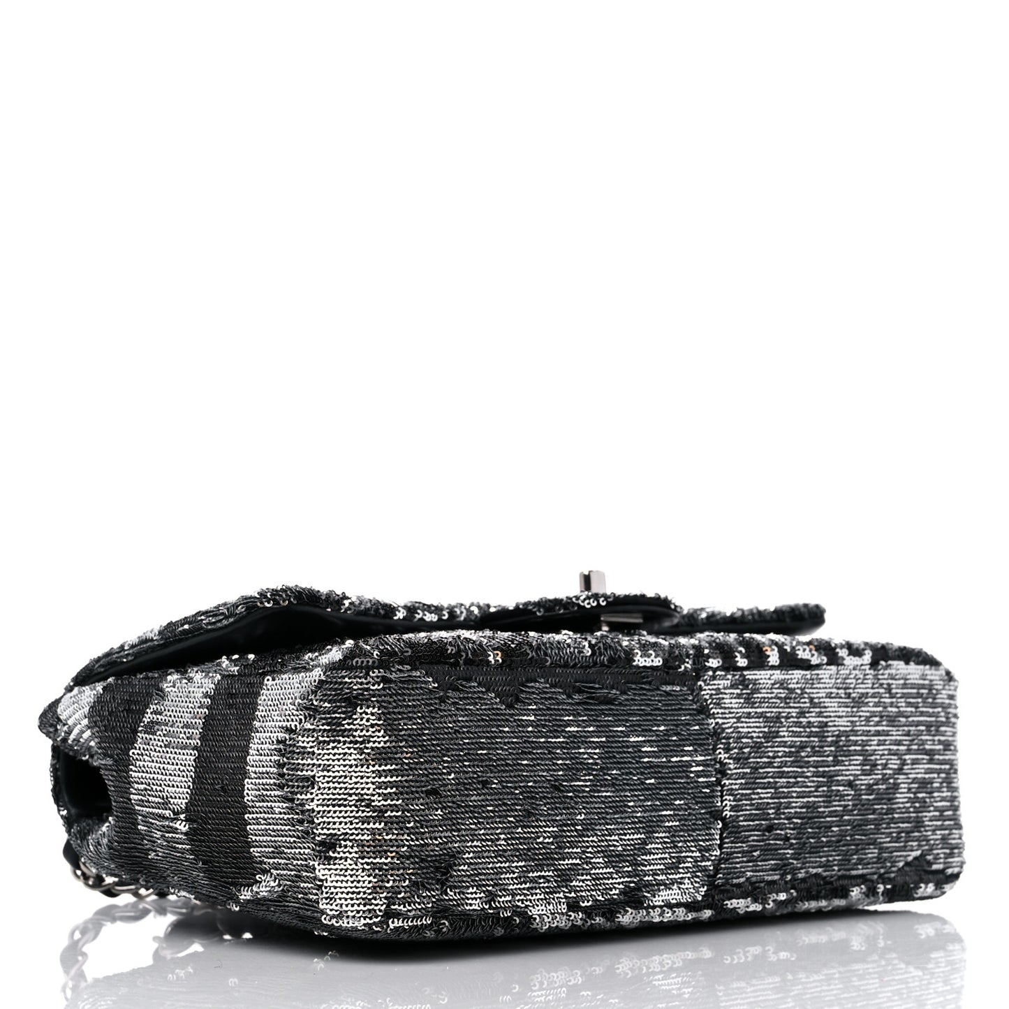 Sequin La Pausa Medium Single Flap Silver Black