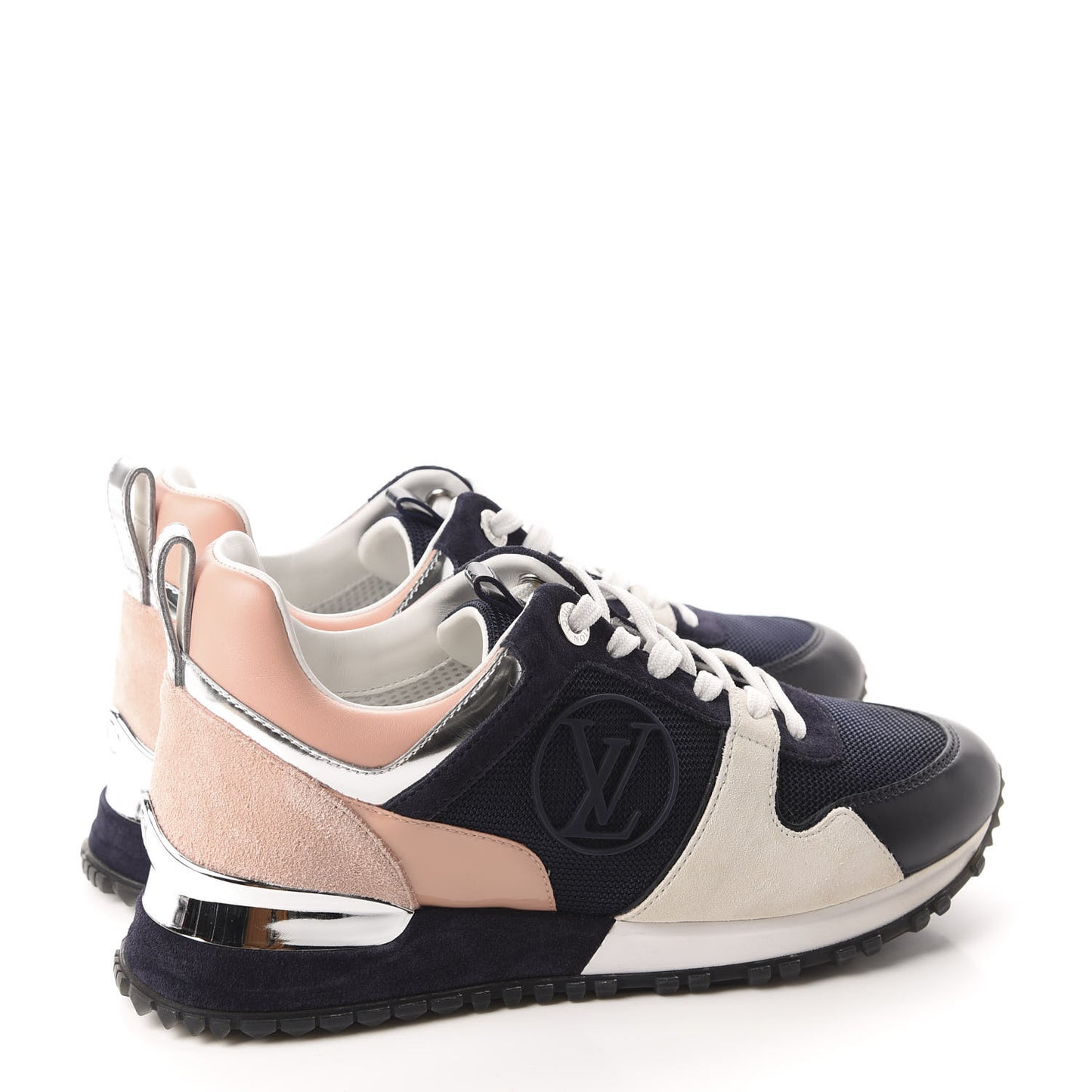Suede Calfskin Run Away Sneakers 36 Blue Pink White