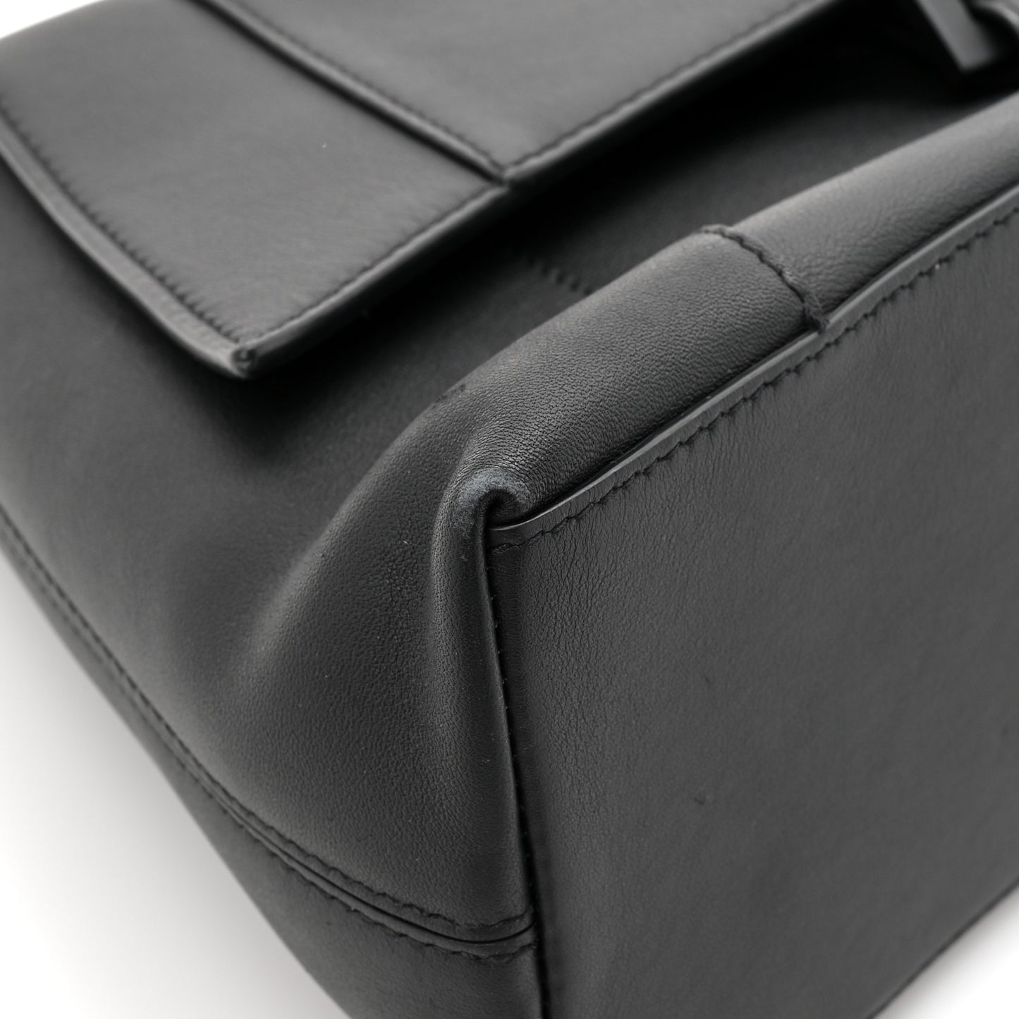 Semi Shiny Smooth Calfskin Monochrome Small Downtown Shoulder Bag Black