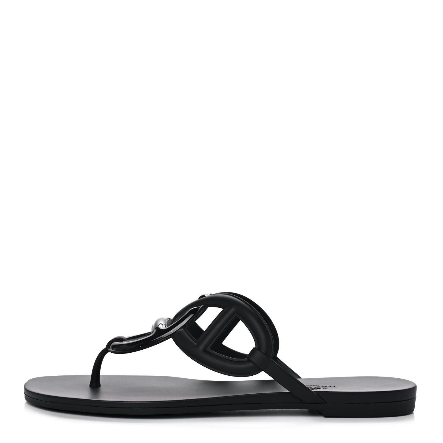 Hermes Rubber Womens Egerie Sandals 39 Black 1 of 10