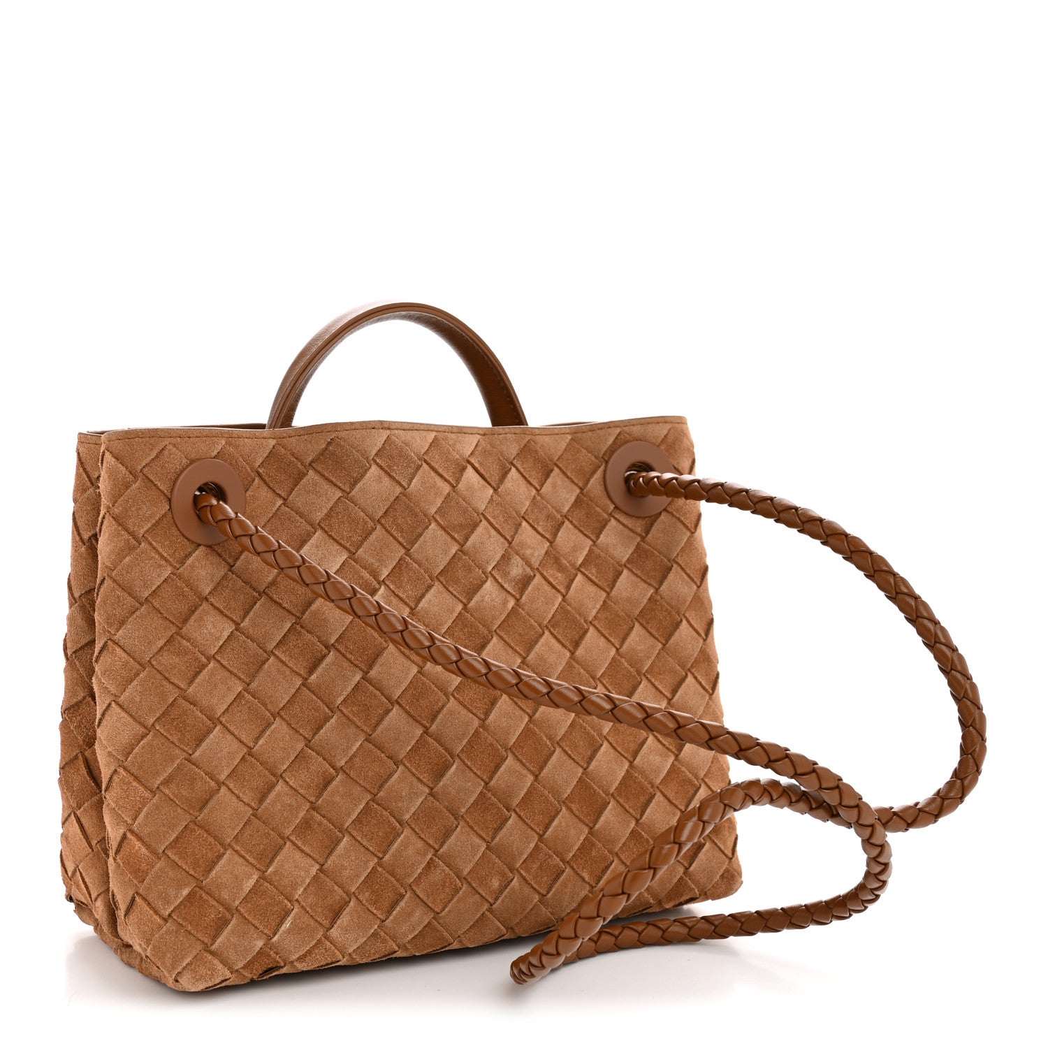 Bottega Veneta Suede Intrecciato Small Andiamo Shoulder Bag Amber 3 of 10