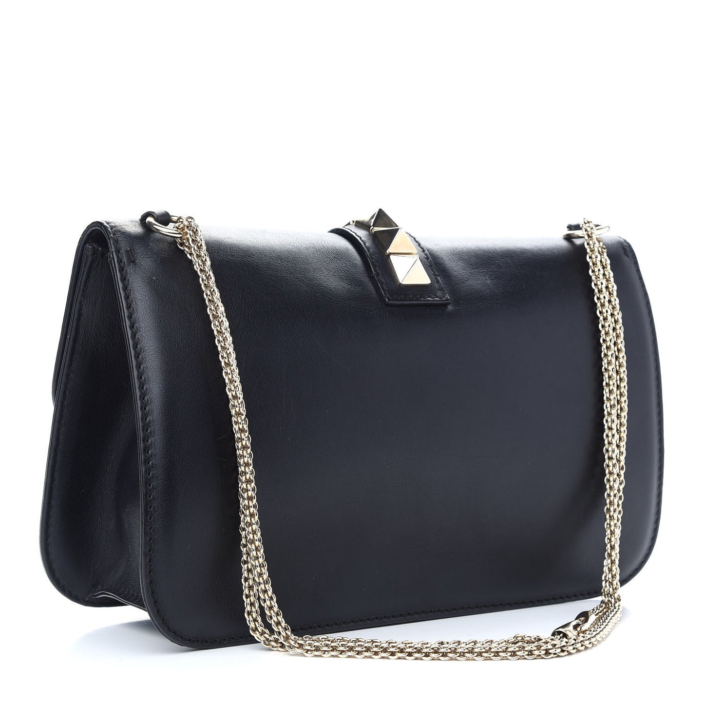 Vitello Medium Glam Lock Rockstud Flap Black