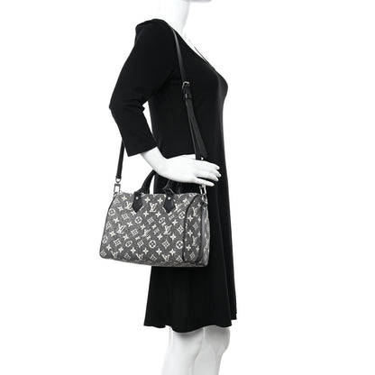 Louis Vuitton Denim Monogram Jacquard Speedy Bandouliere 25 Black 2 of 10