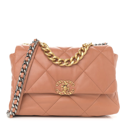 Chanel Lambskin Quilted Large Chanel 19 Flap Brown 1 of 8