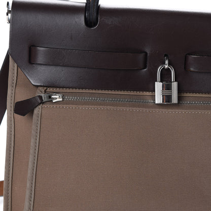 Hermes Vache Hunter Toile Herbag Zip 31 PM Etoupe Ebene 9 of 9