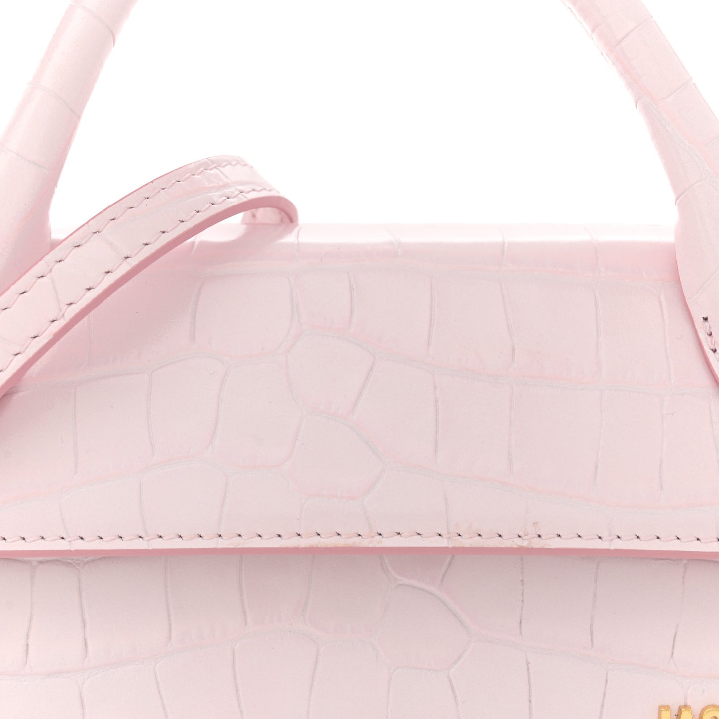 Calfskin Crocodile Embossed Le Chiquito Long Pale Pink