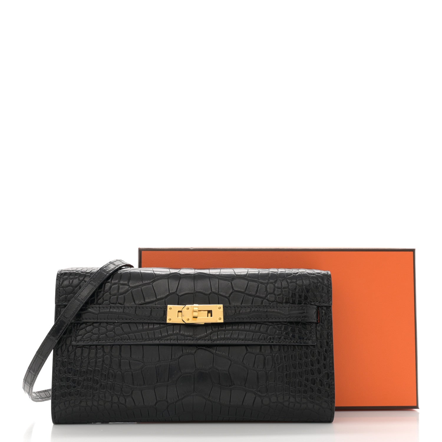 Hermes Matte Alligator Kelly Wallet To Go Black 11 of 11
