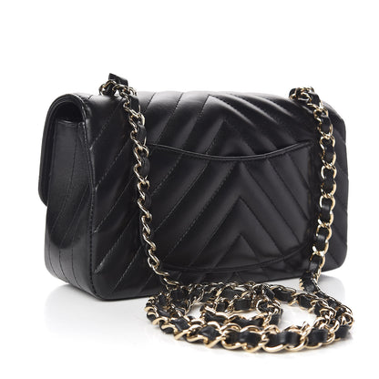 Chanel Lambskin Chevron Quilted Mini Rectangular Flap Black 3 of 10
