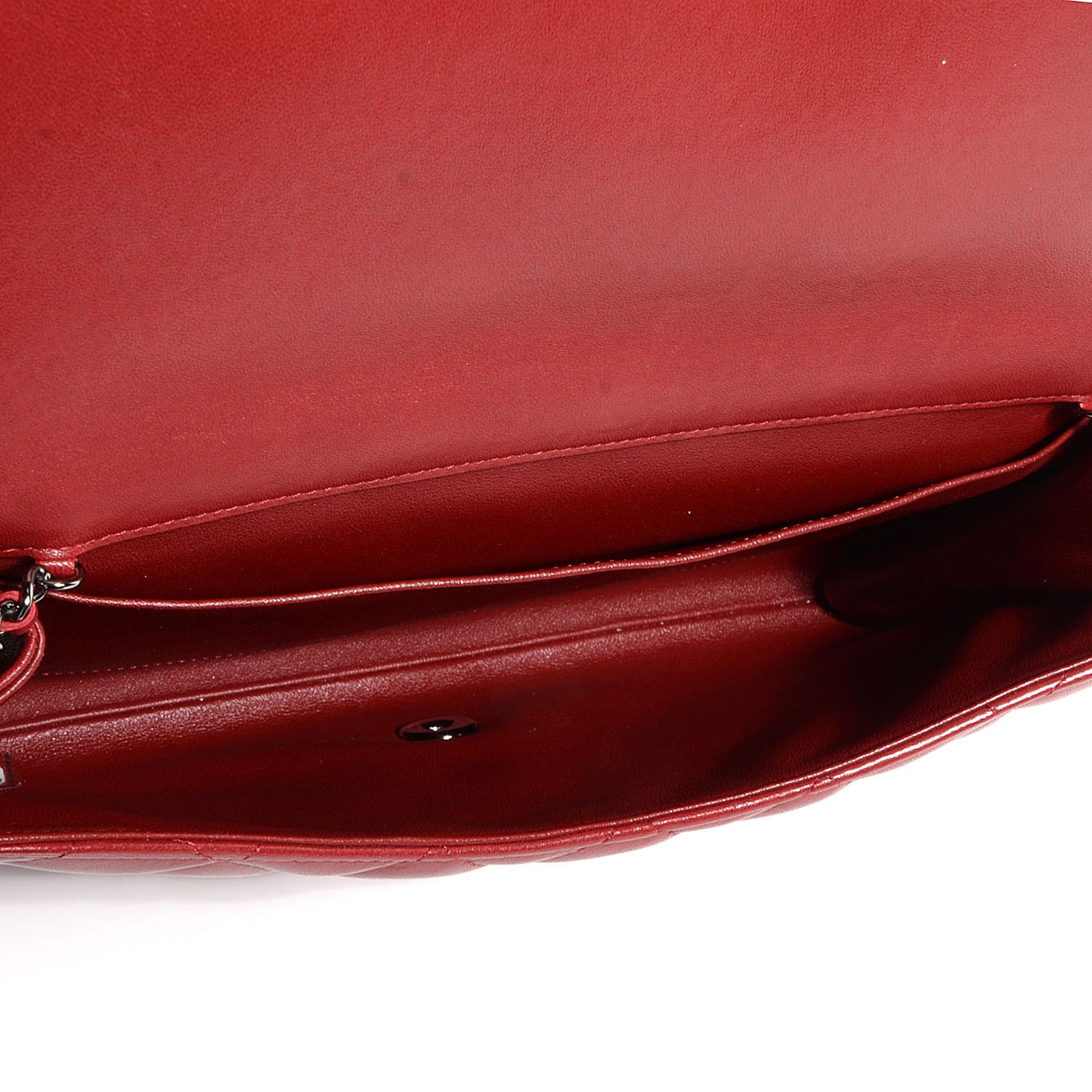 Lambskin Quilted Clutch With Chain Flap Red