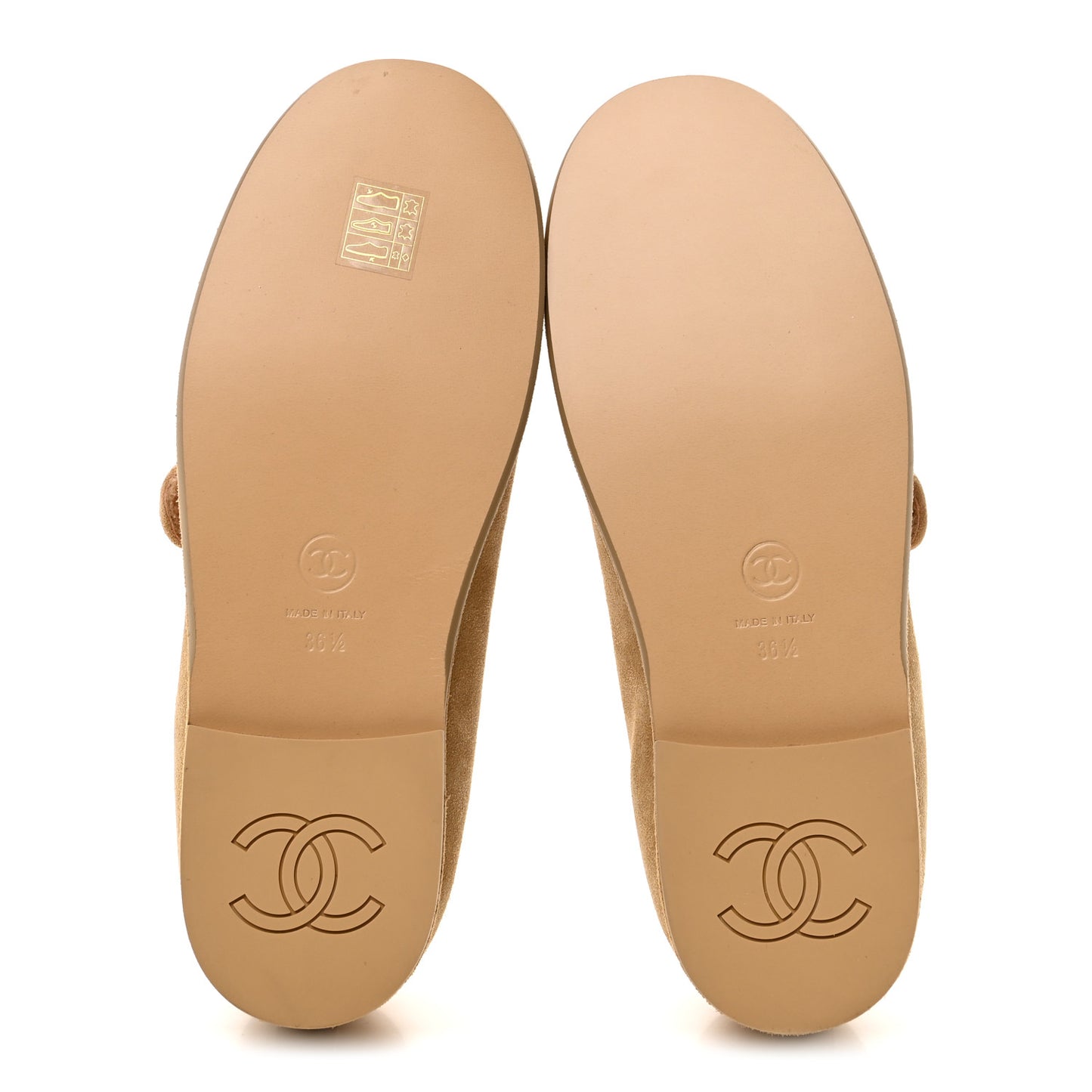 Suede Cap Toe CC Mary Jane Flats 36.5 Beige