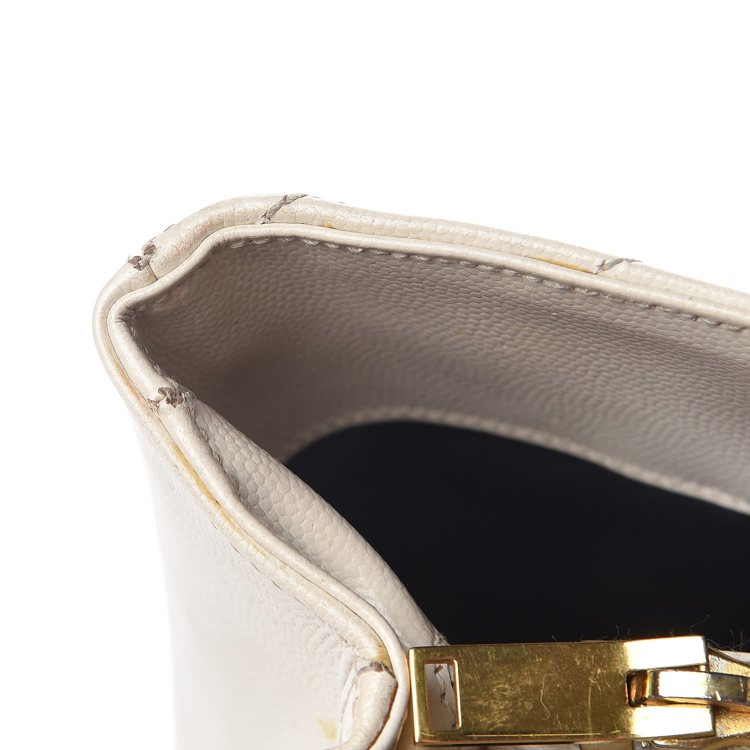 Saint Laurent Grain De Poudre Matelasse Chevron Monogram Shopping Bag White 12 of 20