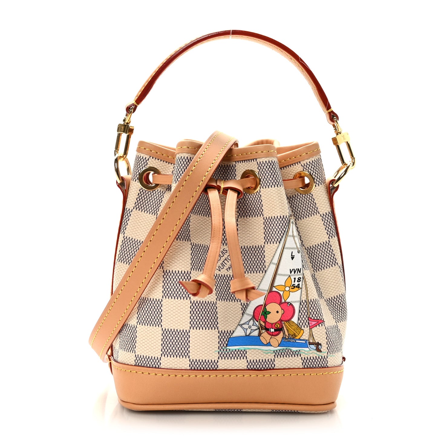 LOUIS VUITTON Damier Azur Vivienne Sac Nano Noe Dragon Fruit Pink
