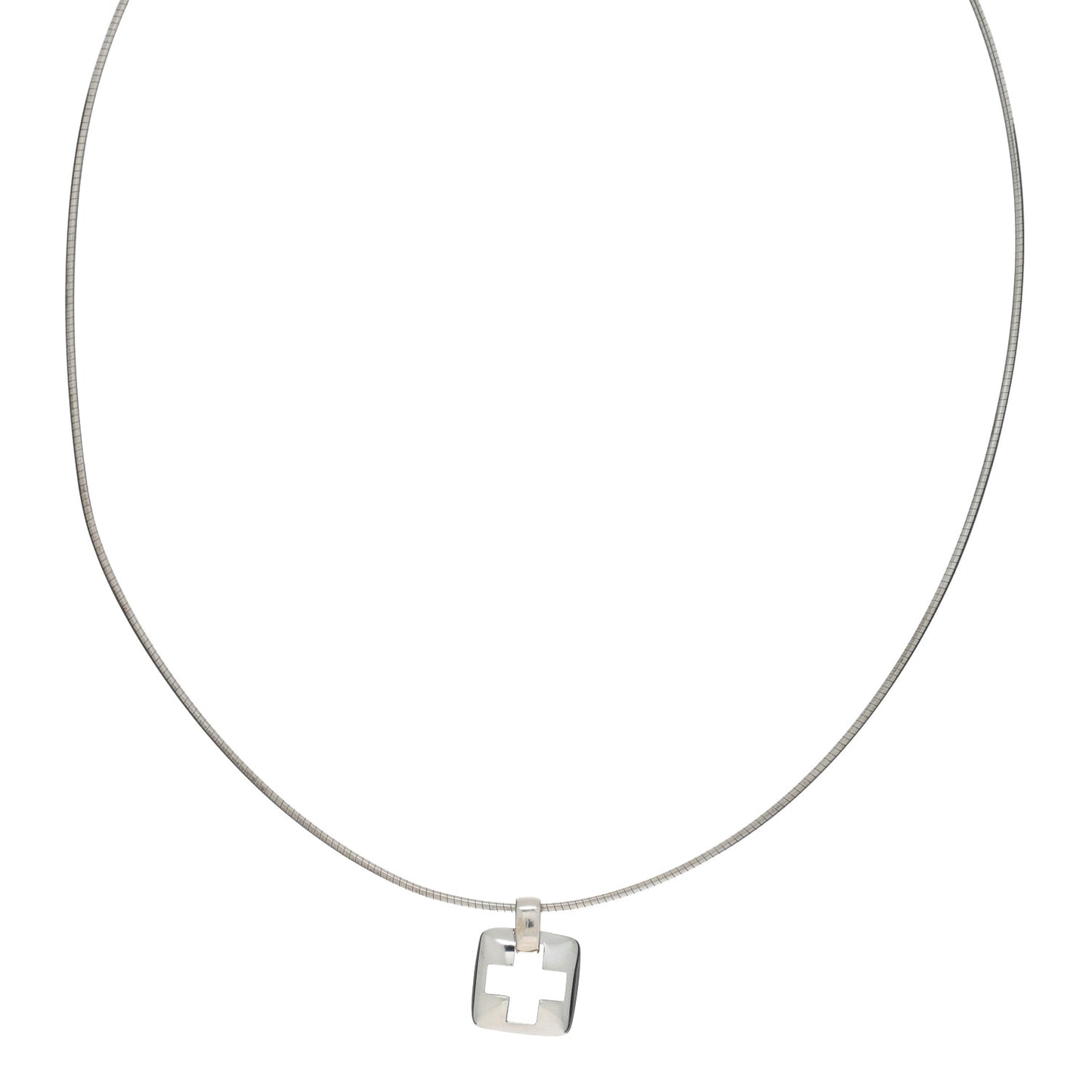 Sterling Silver Cross Cutout Pendant Necklace