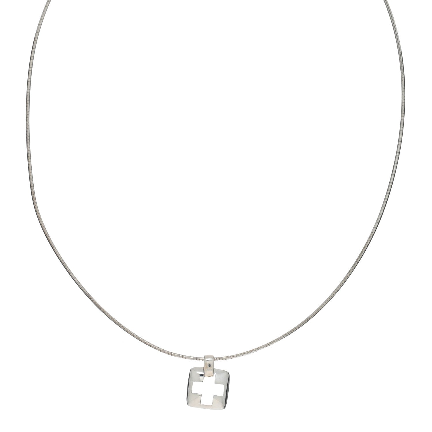 Tiffany Sterling Silver Cross Cutout Pendant Necklace 1 of 4