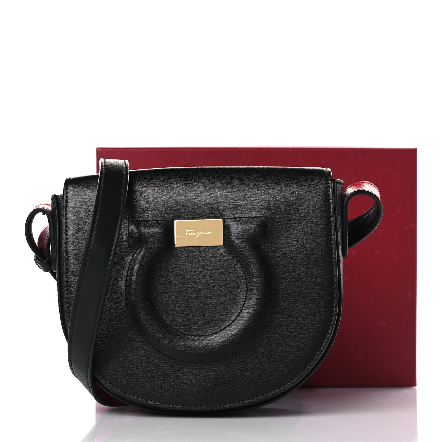Salvatore Ferragamo Grained Calfskin Gancini City Crossbody Black 8 of 8