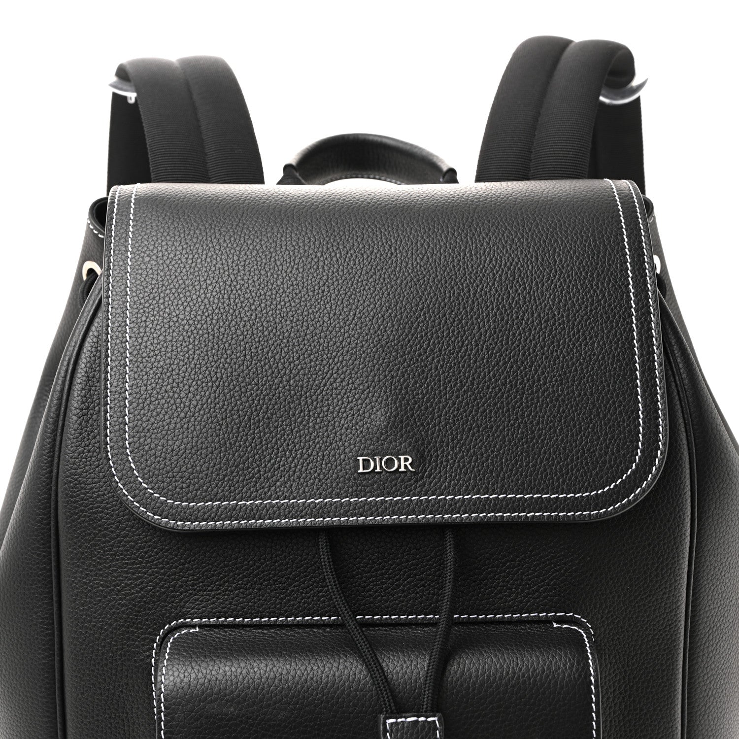 Christian Dior Grained Calfskin Saddle Drawstring Backpack Black 20 of 28
