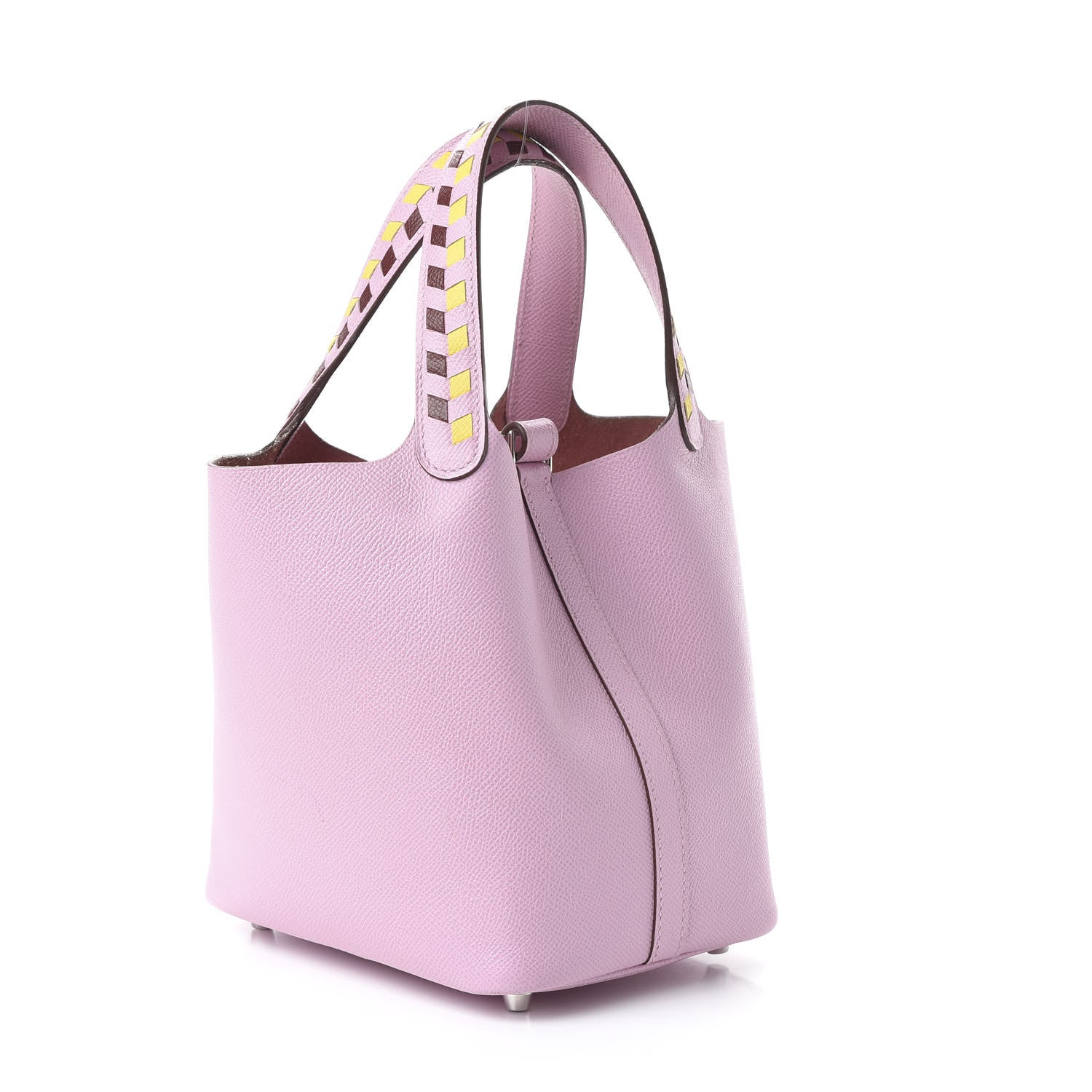 Hermes Epsom Tressage De Cuir Picotin Lock 18 PM Mauve Sylvestre Rouge H Jaune De Naples 3 of 11