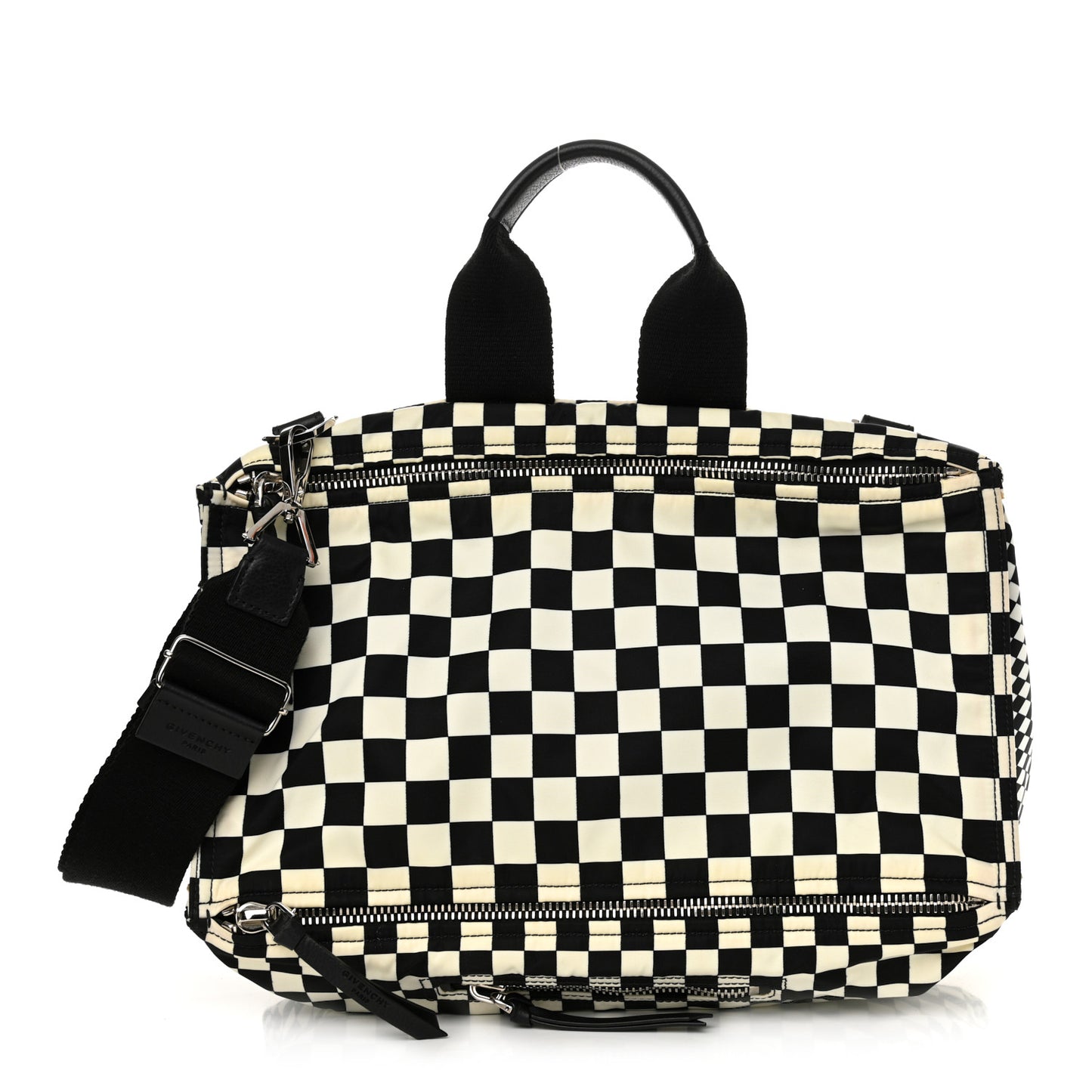Nylon Checker Print Large Pandora Black White