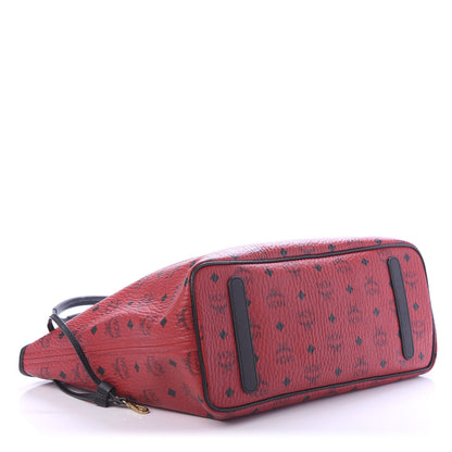 MCM Visetos Medium Project Reversible Shopper Tote Ruby Red Black 4 of 15