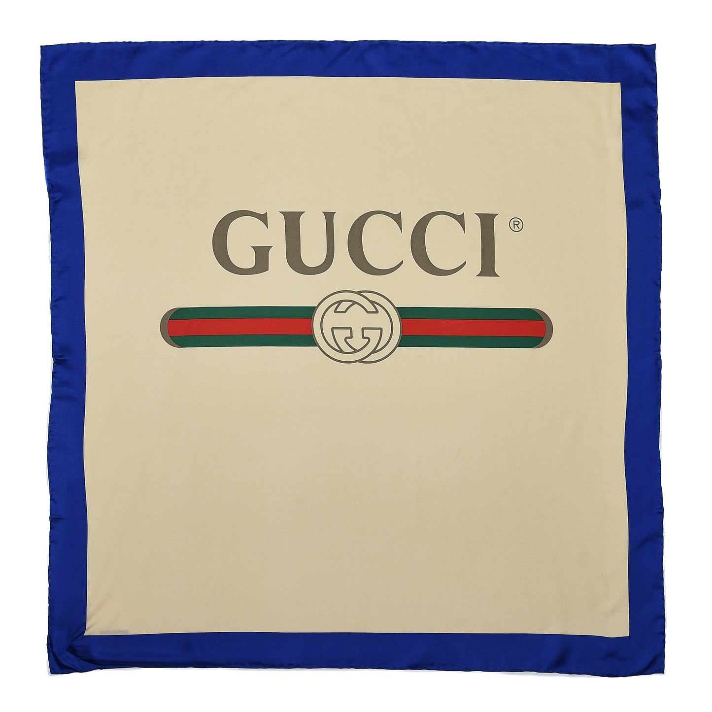 Silk Logo Square Scarf Ivory Blue