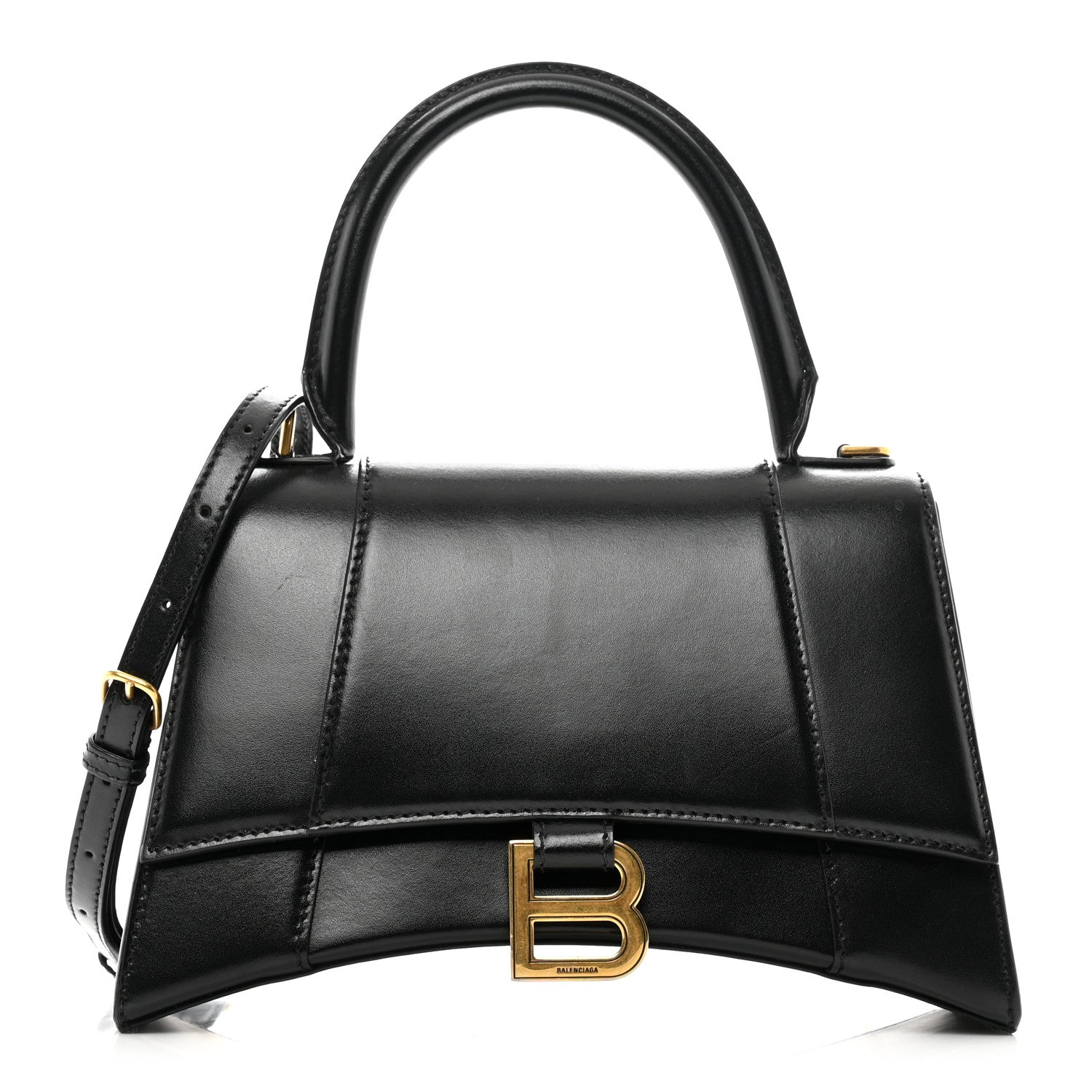 Balenciaga Shiny Box Calfskin Small Hourglass Top Handle Bag Black 1 of 9
