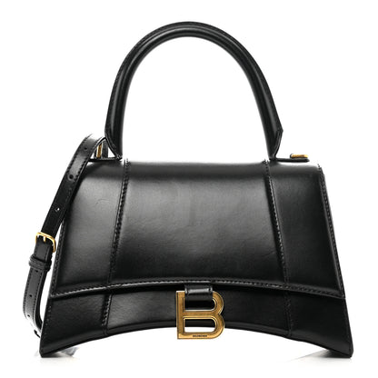 Balenciaga Shiny Box Calfskin Small Hourglass Top Handle Bag Black 1 of 9