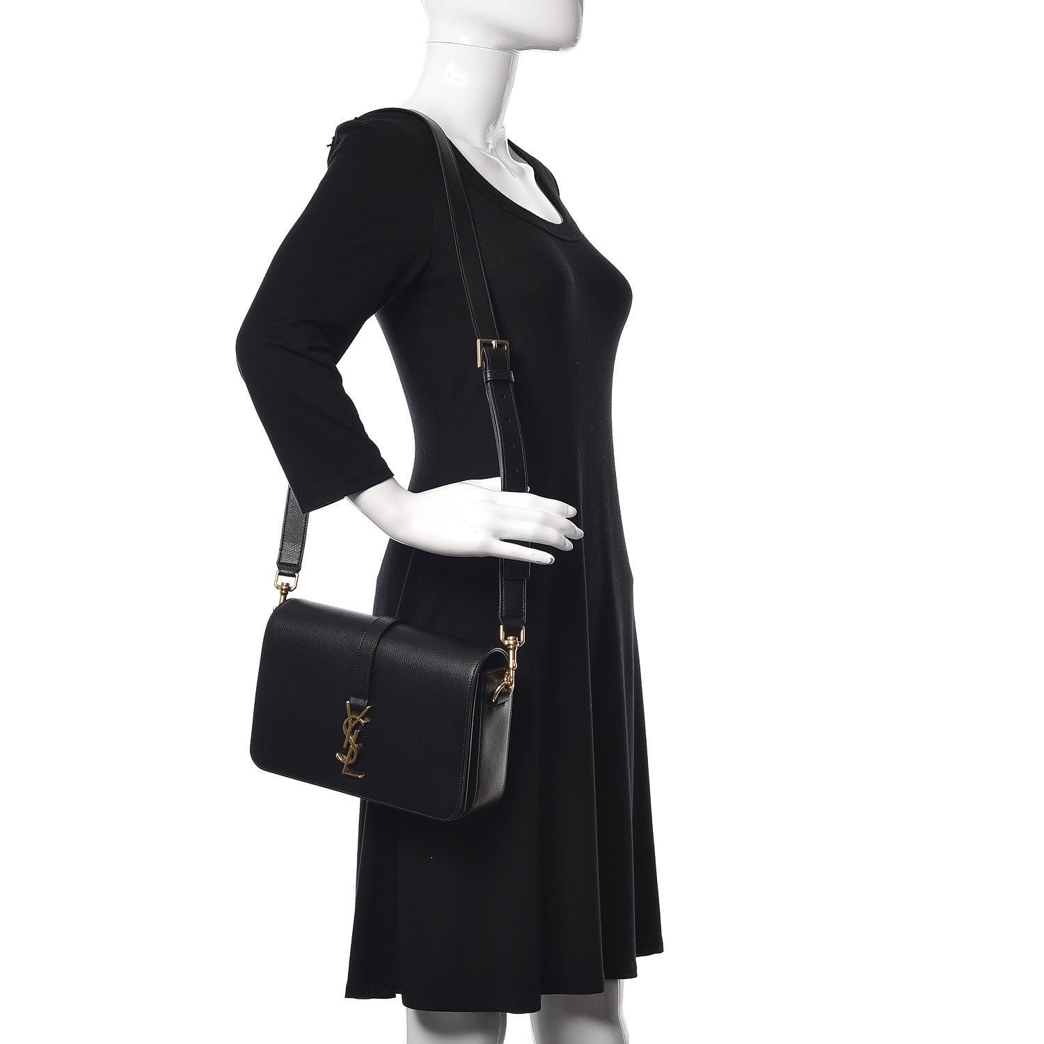 Saint Laurent Textured Calfskin Medium Classic Monogram Universite Bag Black 3 of 12