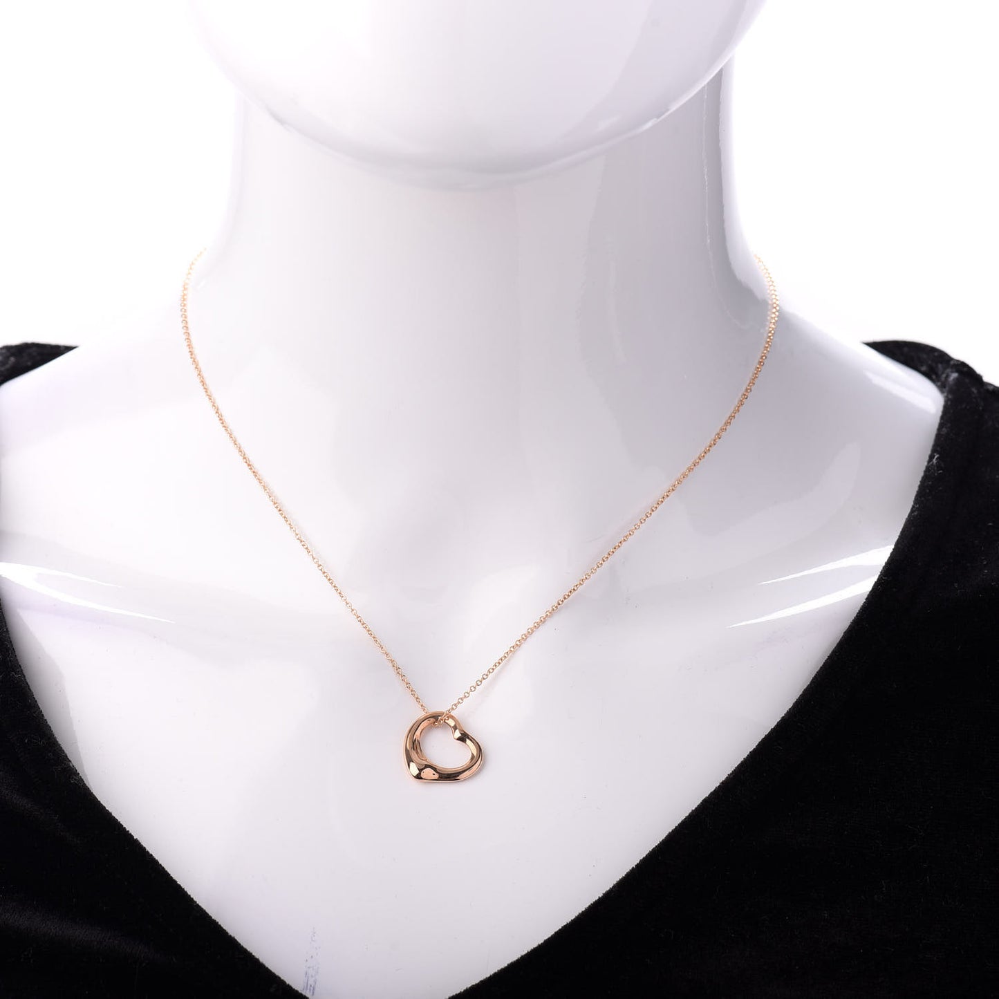 18K Rose Gold 16mm Elsa Peretti Open Heart Pendant Necklace