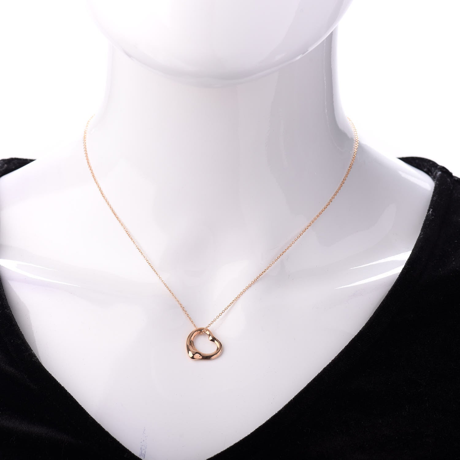 Tiffany 18K Rose Gold 16mm Elsa Peretti Open Heart Pendant Necklace 2 of 5
