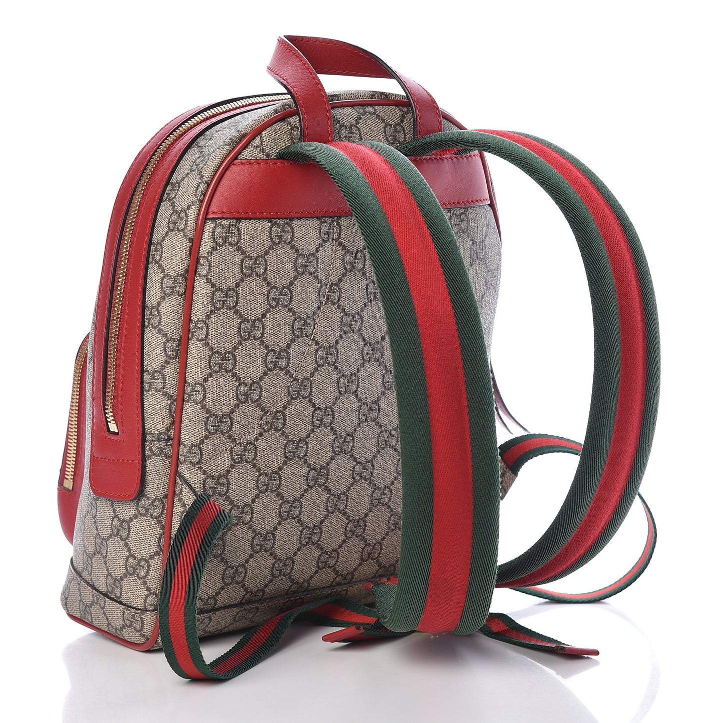 GG Supreme Monogram Web Kingsnake Heart Embroidered Small Day Backpack Red