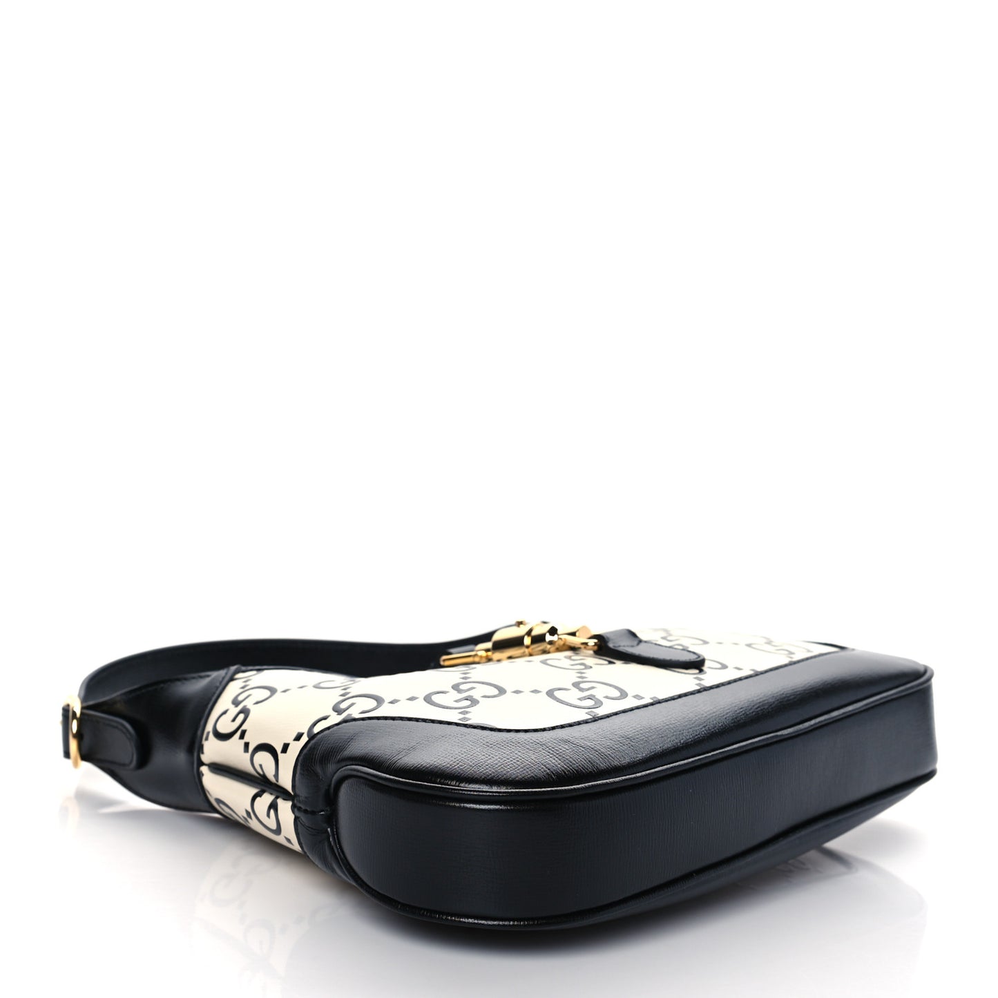 Azalea Calfskin GG Monogram Bi-Color Debossed Small Jackie 1961 Hobo Mystic White Black