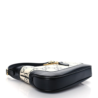 Gucci Azalea Calfskin GG Monogram Bi-Color Debossed Small Jackie 1961 Hobo Mystic White Black 3 of 10