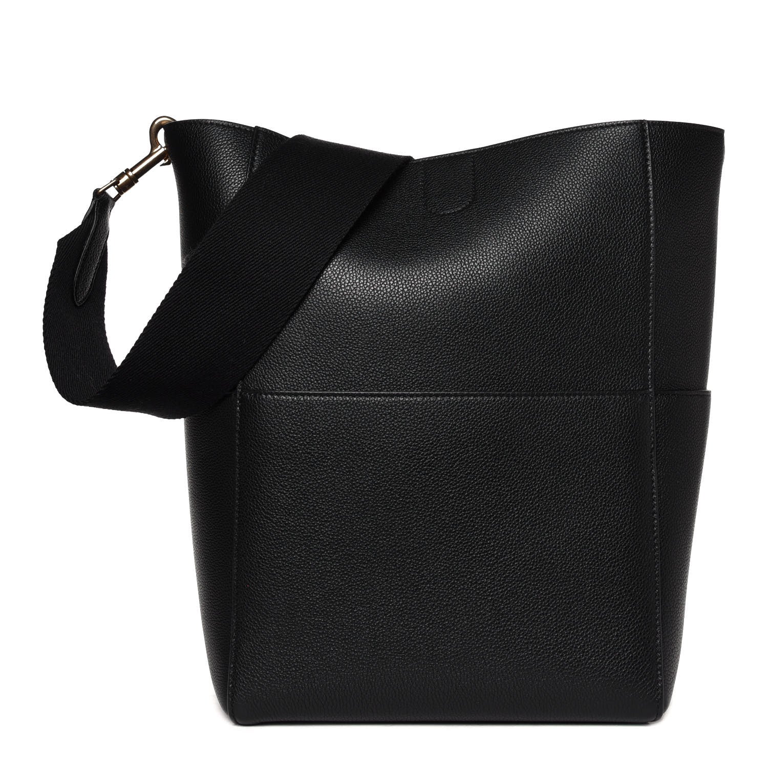 Celine Soft Grained Calfskin Sangle Bucket Bag Black 2 of 11