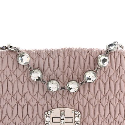Miu Miu Nappa Matelasse Crystal Flap Clutch Cammeo 9 of 14