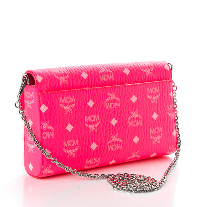 MCM Visetos Monogram Medium Millie Crossbody Bag Neon Pink 3 of 9