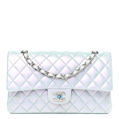 Chanel Iridescent Calfskin Quilted Medium Double Flap Light Blue 1 of 12