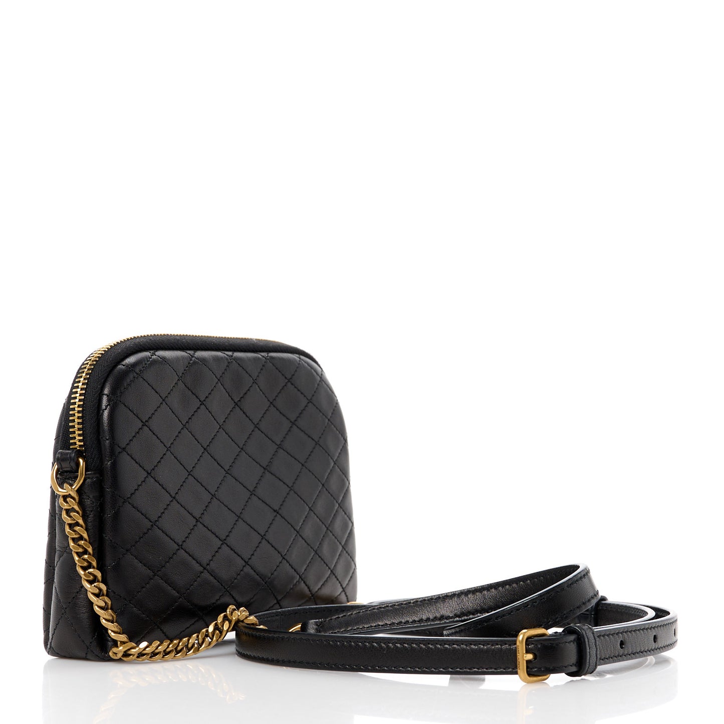 Lambskin Quilted Gaby Zipped Pouch Black