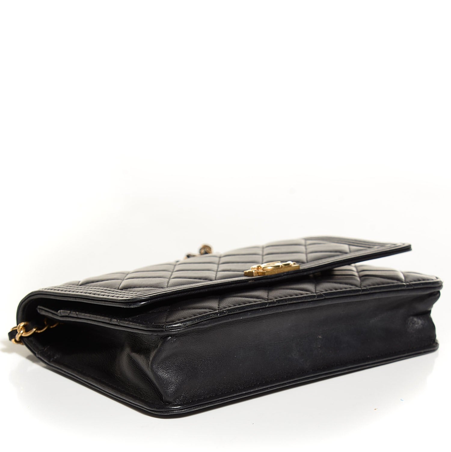 Chanel Lambskin Quilted Boy Wallet On Chain WOC Black 4 of 9
