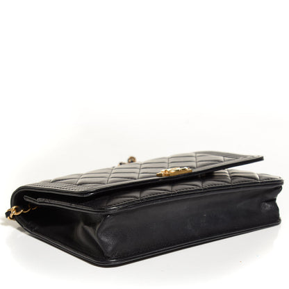 Chanel Lambskin Quilted Boy Wallet On Chain WOC Black 4 of 9