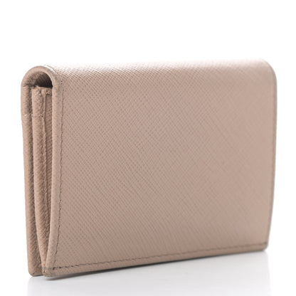 Prada Saffiano Metal Bi-Fold Card Holder Wallet Cammeo 3 of 11