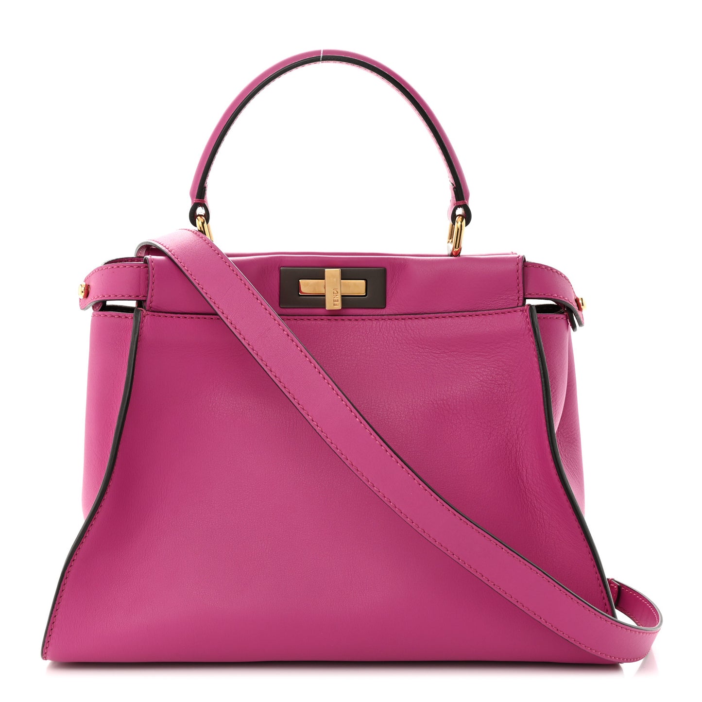 Vitello Seta Medium Peekaboo Iconic Satchel Magenta
