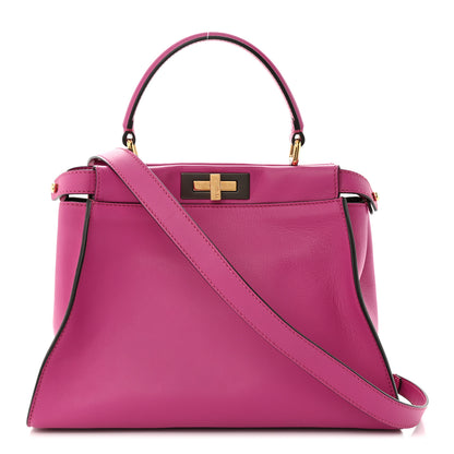 Fendi Vitello Seta Medium Peekaboo Iconic Satchel Magenta 1 of 11
