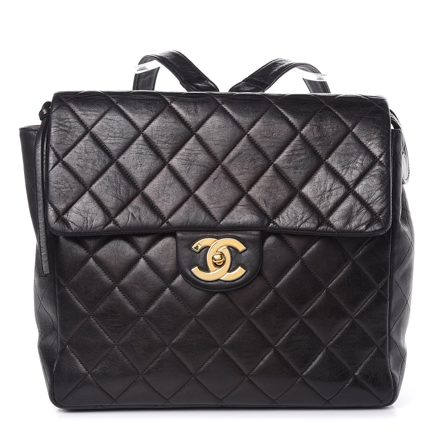 Lambskin Quilted Backpack Black