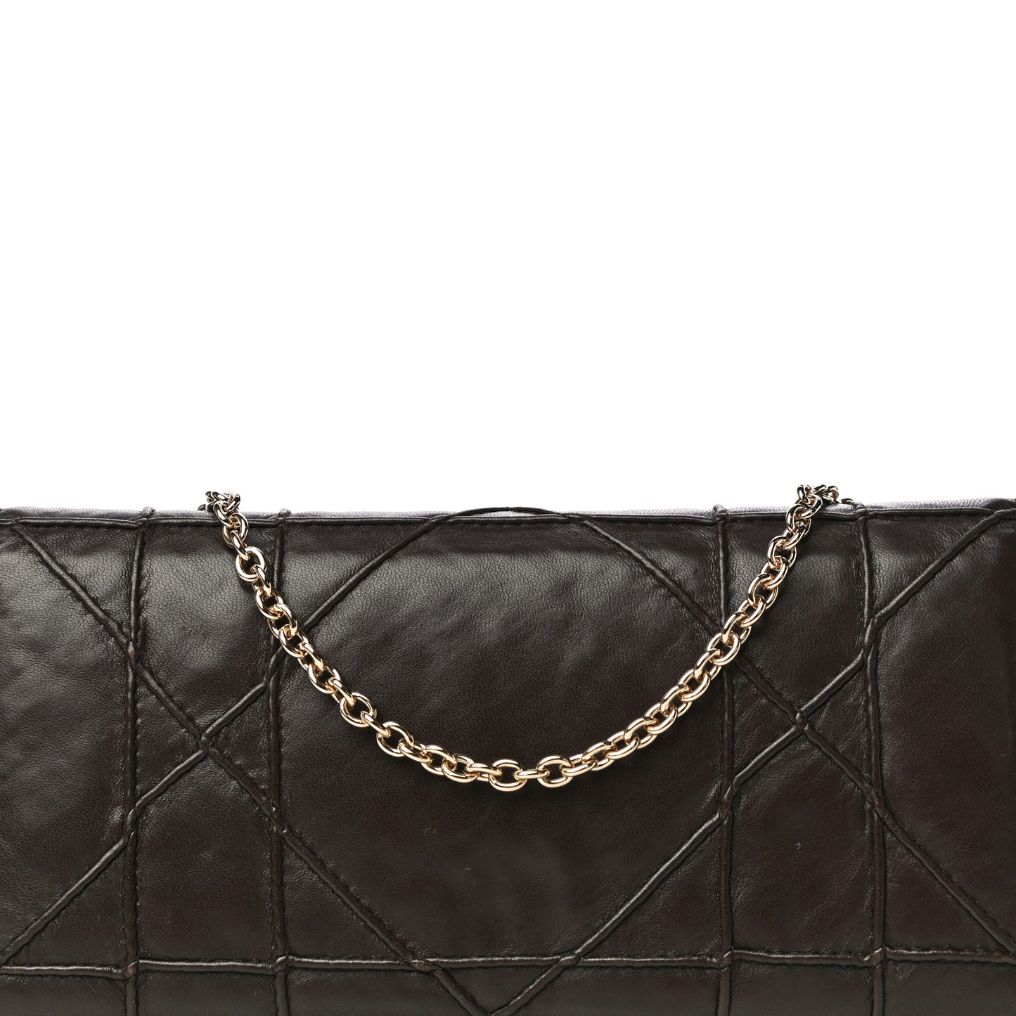 Lambskin Cannage Rendezvous Chain Wallet Brown